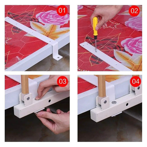Installation steps for Adjustable Folding Bed Side Guard Rail Grab Bar With Red Wood Grain Assist Handle