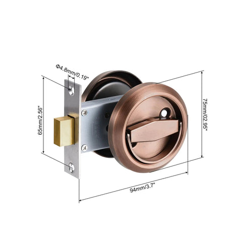 Red Bronze 4.9mm Round Recessed Pull Handle Knob For Sliding Doors And Drawers Slick Concealed Pull With Screws Brushed Finish