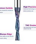 SpeTool 1/4-inch shank downcut spiral router bit, 3/16-inch cutting diameter, TAC coated for wood cutting.