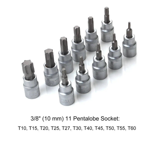 Check out This Awesome 34 Pcs Torx Bit Socket And E-Torx Star Kit With Storage Box For Heavy Duty Jobs That Lets You Crush Rusted Bolts Like A Boss While Keeping Your Tools Organized And Ready To Go Anywhere Without Breaking A Sweat. 3/8 in 10 mm 11-piece Torx socket set