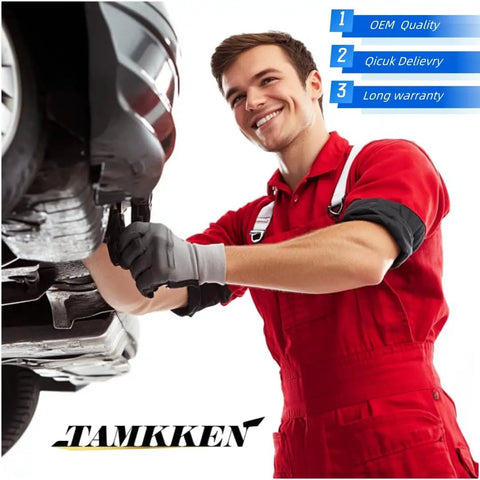 Mechanic wearing gloves working under a car with a tool, promoting No Brainer Direct Fit Coolant Temperature Sensor Replacement for Chevy Sonic Trax Cruze and Buick Encore Engine Temp Probe Plug and Play OEM Equivalents 55591401 213 4688.