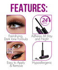Features of Dark Tone Quick Set Lash Adhesive For Strip And Individual Lashes, No-Fuss Fast-Drying Hold, Long-Lasting, Water-Resistant Lash Glue