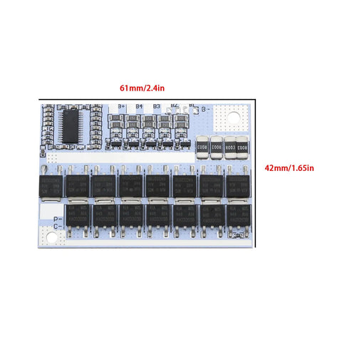 Straight Up Killer 2 Pack 5S Battery Management System 100A BMS Circuit Board layout with components, 61mm x 42mm, for Li Ion cells.