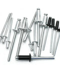 Aluminum Blind Pop Rivet Assortment Kit For Sheet Metal Boats And Furniture Projects In One Eighth, Five Thirty Second And Three Sixteenth Inch Sizes Pro Grade DIY Friendly Easy Install Durable Fixes silver and black rivets