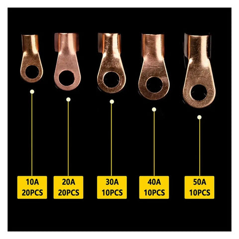 Check Out This Awesome 70 Pack Of Premium Copper Circular Splice Terminals And Wire Connectors Including All Sized OT Open Ring Lugs For Battery Cables With High Amp Assortment Kit That Makes Wiring A Total Breeze. Copper OT ring lugs, 10A to 50A sizes