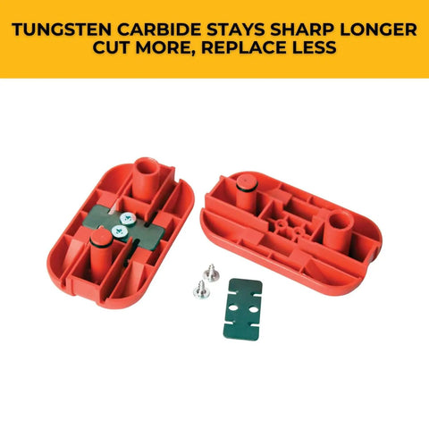 Quad Pro Pneumatic Edge Trimmer With Tungsten Carbide Blades Trims From One Half Inch To One And One Quarter Inch No Springs Attached Trims All Directions Ultra Smooth Action Red Finish parts view