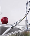 Outdoor Kitchen Sink Faucet, 360 Degree Rotatable, Deck Mounted, Chrome Finish, Single Handle, Flexible Neck, Cold Water Tap