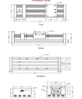 Technical drawing of Rock Solid Linear Guide Ball Screw Sliding Table With 50 To 400 Millimeter Stroke For XYZ Axis Motion Control NEMA 23.