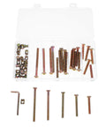 Forty Nine Piece M6 Hex Drive Screws And Barrel Nuts Set For Furniture Repair And Bed Frame Connections in plastic box