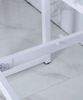 Close-up of Rock Solid Industrial Metal Table Frame With Heavy Duty Square Tube Furniture Legs And Adjustable Leveling Feet in white.