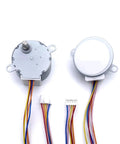 35BYJ46 Small DC Stepper Motor With Gearbox 5V 12V 24V Permanent Magnet Reliable Engine For Robotic Automation Projects And Industrial DIY Builds That Hit Hard And Perform Smoothly showing two motors with attached colorful wires.