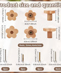 8 Piece Flower Wood Cabinet Knobs Set In Burlywood Two Sizes Cute Floral Drawer Pulls For Dressers And Furniture Hardware with sizes