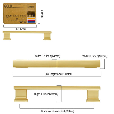 10 Pack Brushed Gold Cabinet Pulls 5 Inch Hole Center Kitchen Cabinet Hardware Gold Drawer Handles Set For Cabinets And Drawers Easy To Install Long Lasting Durable Finish with dimensions