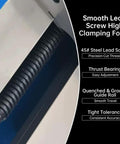 Close-up of Hardcore Shop Beast 8 Inch Milling Vise lead screw showing precision-cut threads for high clamping force.