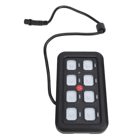 8 Gang LED Touch Control Switch Panel for 12V and 24V Systems Dimmable Circuit Relay Box, ideal for vehicles, top view