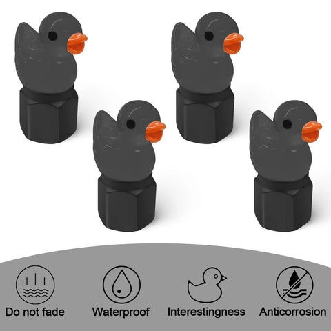 Four Pack Cute Duck Glow In The Dark Tire Valve Caps For Cars Motorcycles Trucks And Bicycles Black Titanium Alloy Build