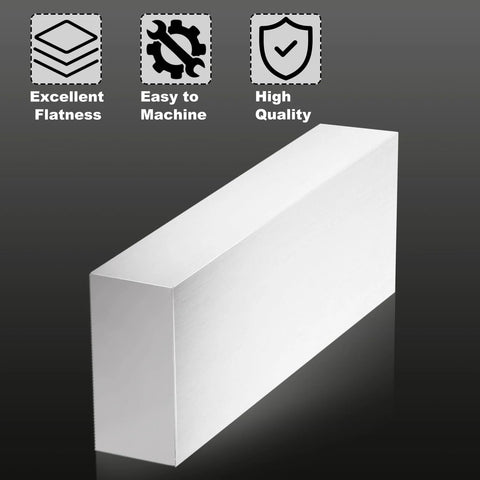 Aluminum flat bar block, 4 × 2 × 1 in, brushed finish for milling and machining