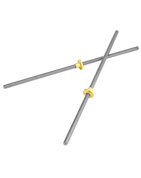 T8 300Mm Lead Screw With Brass Nut For 3D Printers 4 Pack Acme Thread 4 Starts 2Mm Pitch 8Mm Lead Stainless Steel Shaft
