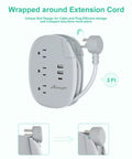 USB C Portable Travel Power Strip with Three Outlets and Three USB Ports Fast Charge for Cruise or Home Office, 3ft Cord