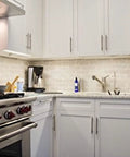 Modern kitchen featuring 12mm Diameter Brushed Stainless Steel T Bar Cabinet Handles Hollow Pulls 8 Inch Overall Length with 5 Inch Hole Centers