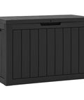 Outdoor Storage Box 45 Gallon Waterproof Resin Deck Box Lockable Organizer For Patio Poolside Deck Cushions in black