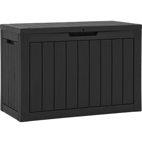 Outdoor Storage Box 45 Gallon Waterproof Resin Deck Box Lockable Organizer For Patio Poolside Deck Cushions in black