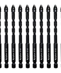 Mgtgbao 10pc black 3/16 in serrated carbide masonry drill bit set, front view, 4-flute bits