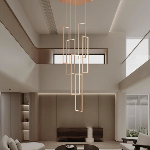Totally Sleek Black Modern LED Pendant Light With Dimmable Wave Design, 47.2 Inch Linear Chandelier in stylish living room