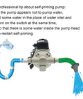High Flow Diaphragm Irrigation Water Pump With Self Priming 10.6 GPM At 115V 23 PSI 350W Lift 11 Meters White Electric Pump diagram