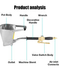 Pro Grade 4 Hole Cement Spray Gun Pneumatic Mortar Sprayer with Roomy Mixing Bucket showing detailed parts and connections.