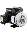 Straight Up Heavy Duty 5 Hp Electric Motor Single Phase 3450 Rpm 56 Frame Steel Housing Air Compressor Pump Workhorse 5 8 Inch Shaft Direct Drive Replacement, angled view showing motor dimensions and features.