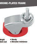 Close-up of chrome-plated frame of 2.5 Inch Stem Caster Wheels Set Of 6 Heavy Duty 360 Degree Swivel Casters for Carts and Stools