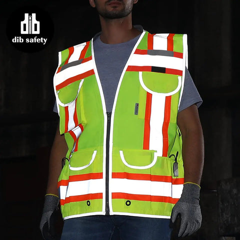 Hi Vis Two Tone Engineer Safety Vest With 3M Scotchlite Reflective Tape Padded Collar