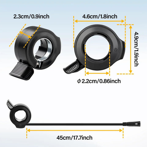 Thumb Throttle For Bafang 3 Pin Female Connector With 17.7 Inch Cable For BBS01B BBS02B BBS HD Mid Drive Ebike Motors And E Bike Conversion Kits Durable And Plug N Play Easy Install Throttle Control For Smooth Power On Demand