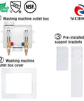 Washer Outlet Box With Water Hammer Arrestor And Valves For Quiet Laundry, No Banging Inlet 1/2 Inch PEX Adapters, Outlet 3/4 Inch