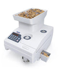 Heavy Duty Coin Counter And Auto Sorter With Killer Capacity Plug And Play Simple Setup Bank Grade Cash Management For US Canadian Mexican Foreign Coins No Sweat Operation With Full Two Year Warranty, coin hopper full.