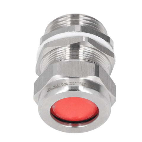 Cable gland connector, stainless steel with red seal insert, 1 in NPT, IP66