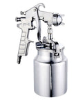 Hardcore Pro Level Pneumatic Spray Gun With Slick Adjustable Valve And Killer Stainless Steel Nozzle For Smooth Auto Paint Jobs Up To 1000 Ml Capacity Tight Antiskid Grip Saves Dough On Quick Body Work Details, features stainless steel nozzle and spray cup.