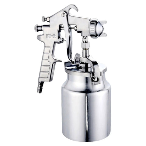Professional Grade Hvlp Paint Sprayer Pneumatic Suction Feed Gun With Adjustable Air Valve And Corrosion Proof Two Millimeter Nozzle, stainless design.