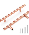 Rose Gold Cabinet Handles And Knobs Set Of 10 For Drawers Cabinets And Dressers 4 Inch Hole Centers 102mm Solid Stainless Steel, screws included