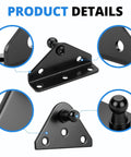 Detailed view of 10mm Ball Stud Mounting Bracket Kit For Gas Shock Strut Prop Lift Support showing black mounts and ball studs