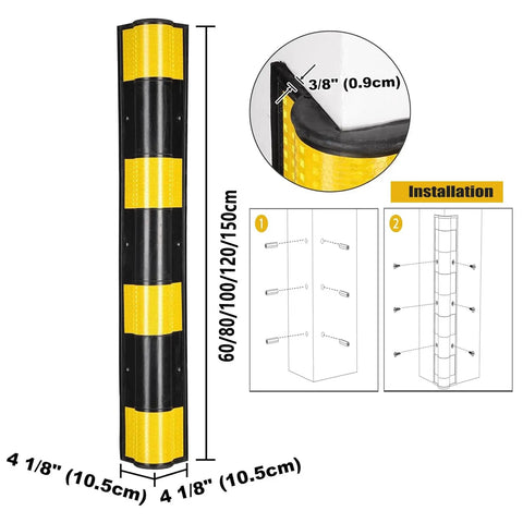 Heavy Duty Reflective Rubber Column Protectors Black And Yellow Anti Collision Corner Guards For Garages And Warehouses durable side bumpers 60 to 150 cm lengths.