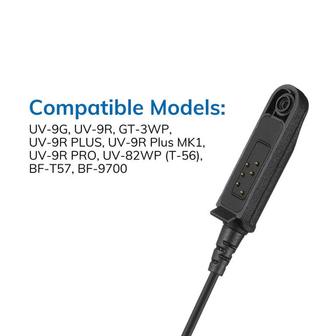 Connector of Waterproof Two Way Radio Microphone for Ham Radios Handheld Shoulder Mic Compatible With UV9R Series