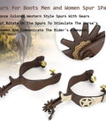 Antique Brown Western Style Horse Spurs 1 Pair With Hand Carved Decoration For Boots Men And Women Cowboy Boots Equestrian