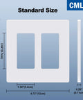 Dimensions of Matte White Screwless Wall Plate 2-Gang Decorator Outlet Covers 4 Pack Modern Home Upgrade Scratch Resistant Polycarbonate