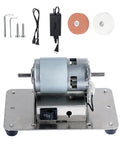 Top Notch Mini Bench Grinder With Dual Ceramic Wheels for Razor Edge Shaving and Heavy Duty Metal or Wood Carving, Solid Steel Base with accessories.