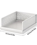 Stackable Closet Organizers Supercharge Your Home Storage Routine With Durable Wardrobe Bins Built For Seamless Bathroom Bedroom And Apartment Organization While You Kick Your Clutter Straight To The Curb. White stackable bin measuring 32.5x42.5x15.5cm.