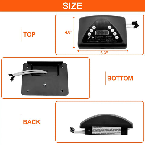 Digital Control Panel Replacement For Electric Smokers Works With 20070211 20070311 20070411 showing top, bottom, and back views.