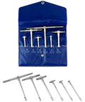 QWORK bore gauge set, 5/16 to 6 in telescoping gauges, 6-piece premium steel hole gauges in blue roll-up case