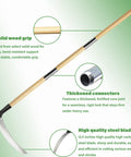 Solid Wood Long Handle Weeding Sickle With A 32 Centimeter Extended Blade Three Section Adjustable Length Heavy Duty Gardening Tool